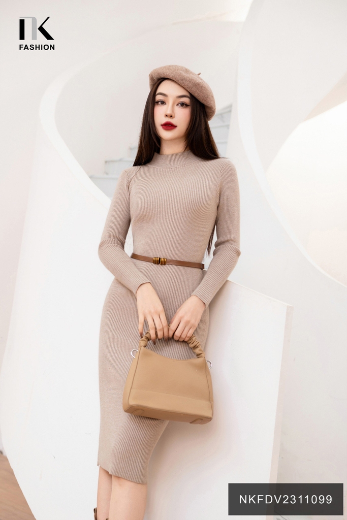 Đầm Len Ôm Tay Dài, Tone Dáng, Tay Dài  NKFDV2311099