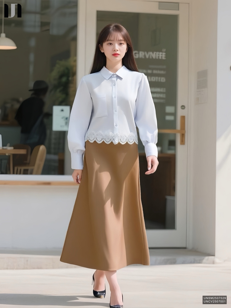 Áo Sơ Mi Cổ Đức Dài Tay Ren Gấu Unaa Fashion Thời Trang Công Sở Nữ Thanh Lịch Vải Mềm Mịn UNSM2507029