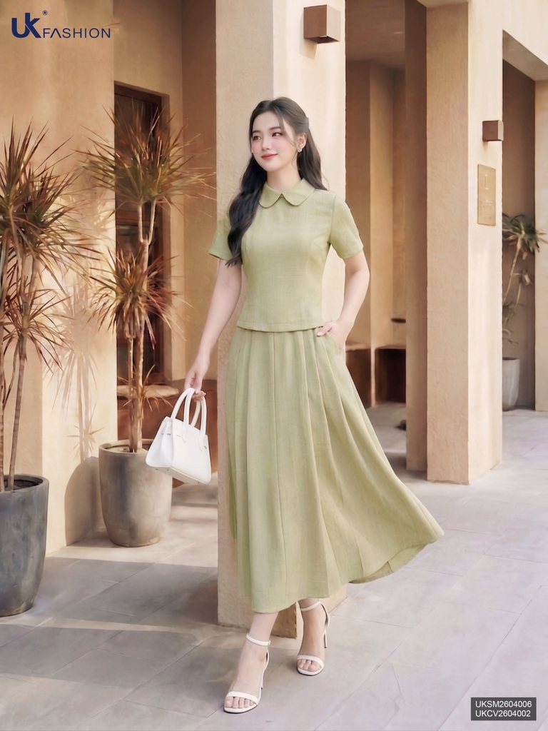Chân váy Linen kiểu cách giả moi UKCV2604002 ( Chân váy rời ko kèm SM/AT/PK)
