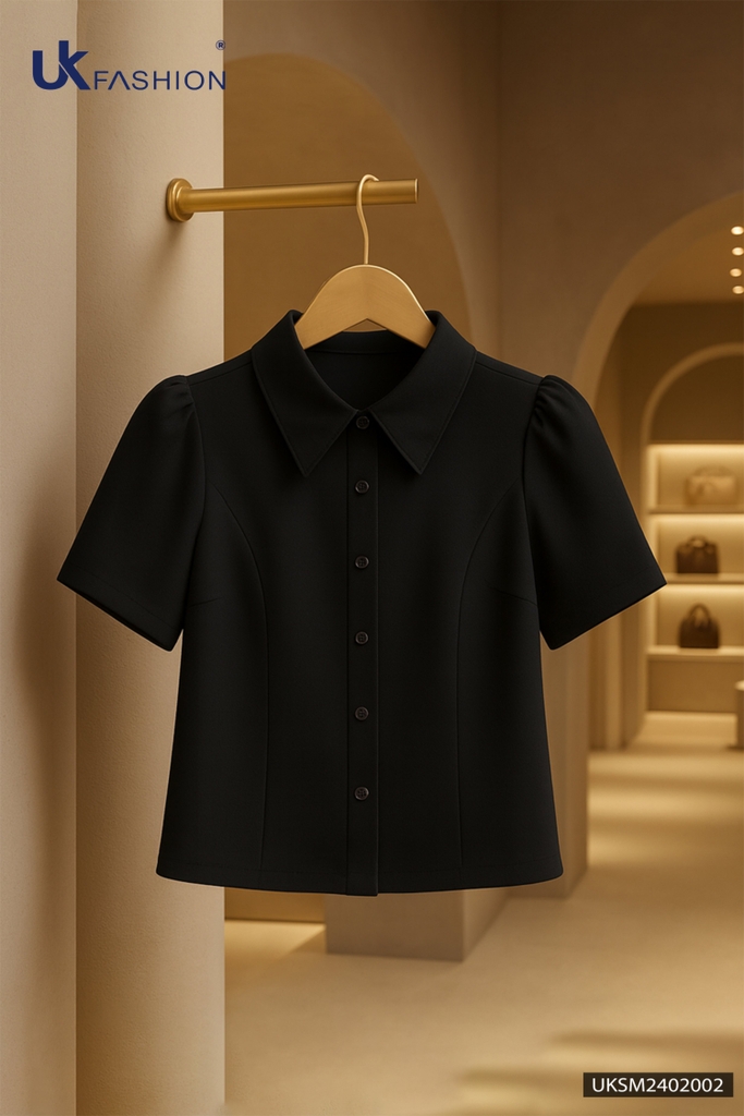 UK Fashion Áo Sơ Mi Cổ Đức 7 Mảnh Ly Súp Trẻ Trung, Nữ Tính UKSM2402002