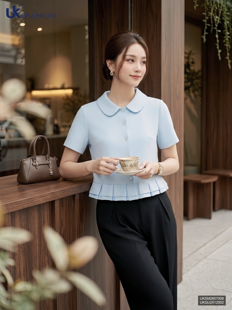 Sơ mi ly súp bèo gấu UKSM2607006 ( Áo rời không kèm CV/QU/PK)
