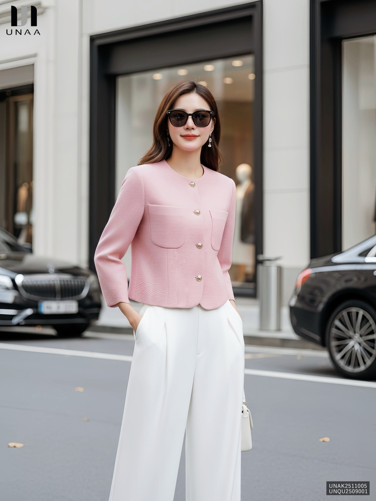 Áo khoác dạ cổ tròn 2 túi ốp dày dặn, ấm áp UNAK2511005