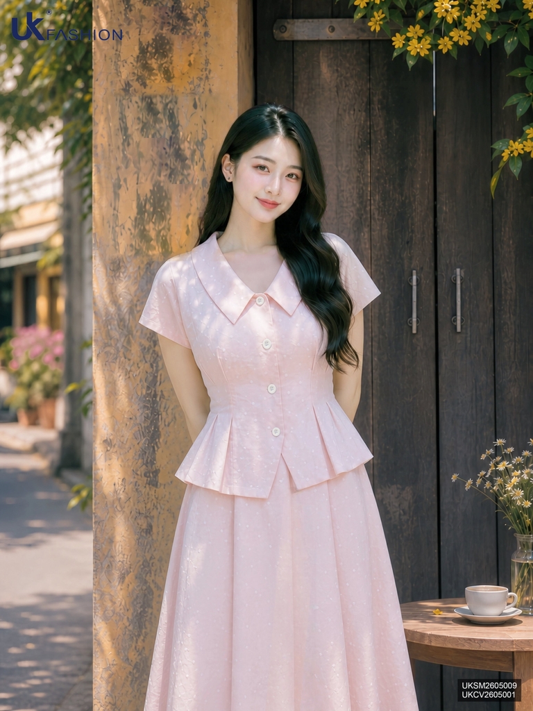 Sơ mi chấm bi Peplum UKSM2605009 ( Không bao gồm chân váy + PK )