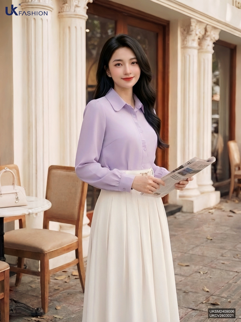 Sơ mi mí nẹp dài tay lịch sự, duyên dáng UKSM2409006