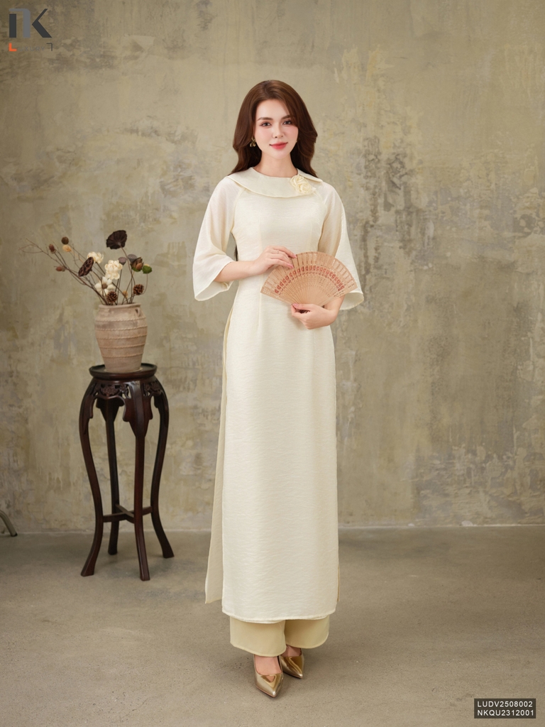 Áo dài tơ thiên kim 2 tà duyên dáng, thanh lịch LUDV25080021