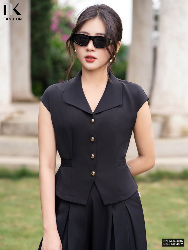 Sơ mi vai chờm đai eo điệu đà, hiện đại NKSM2604015