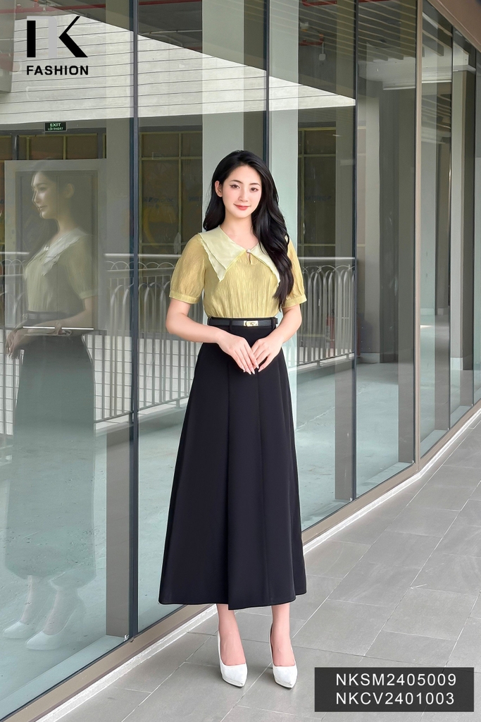 Áo Sơ Mi Tơ Cổ Sen Nhọn 2 Lớp NK Fashion Công Sở Nữ Thanh Lịch, Nữ Tính Vải Mềm Mịn NKSM2405009