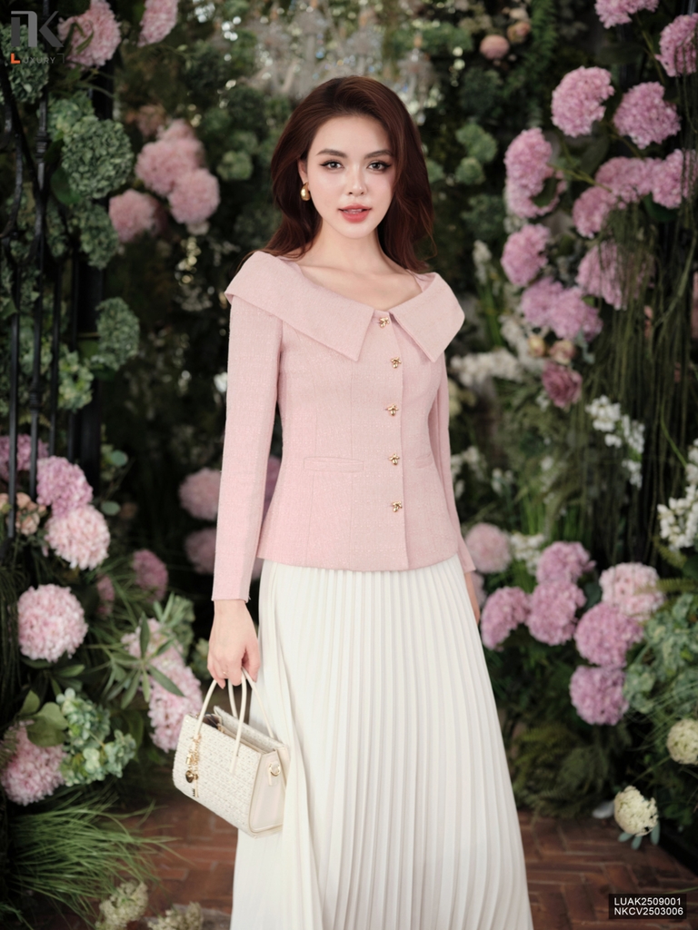 Kí giả vai chùm lá cổ 2 lớp xinh xắn LUAK2509001