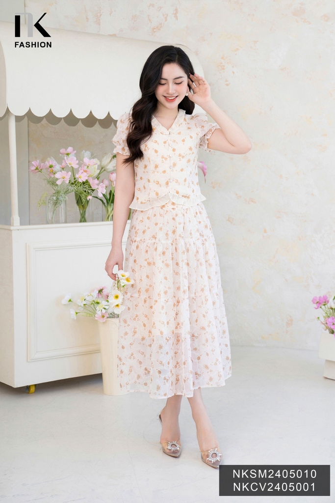 Áo Sơ Mi Tơ Ép Bèo Cổ Gấu NK Công Sở Nữ Thanh Lịch Nữ Tính Vải Mềm Mịn NKSM2405010