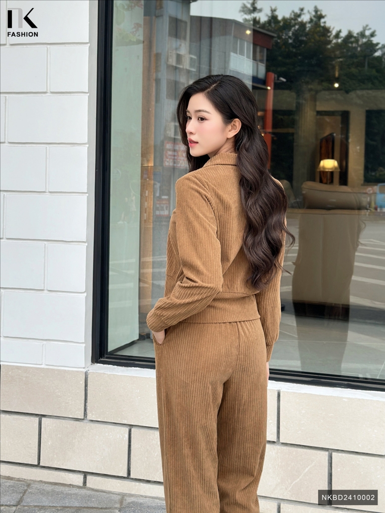 Bộ Đồ Nhung Khoá Kéo NK Fashion Công Sở Nữ Trẻ Trung, Thoải mái Vải Mềm Mịn NKBD2410002