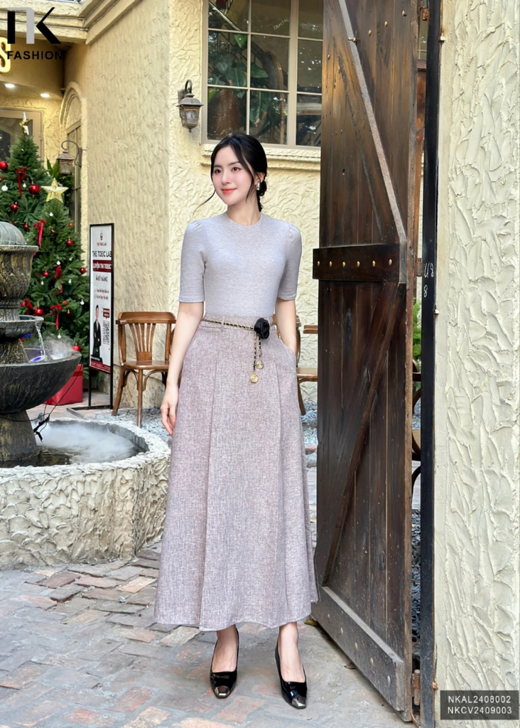 Chân váy tiêu xếp dài sang xinh NKCV2409003
