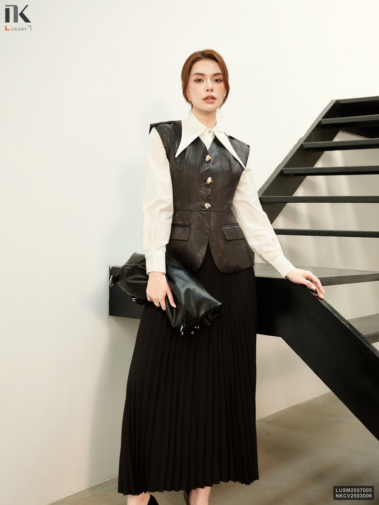 Gile peplum 2 nắp túi dáng vai chờm tôn eo, trẻ trung LUSM2507005