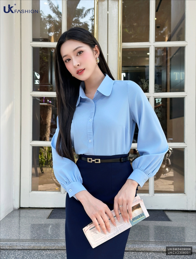 Sơ mi mí nẹp dài tay lịch sự, duyên dáng UKSM2409006