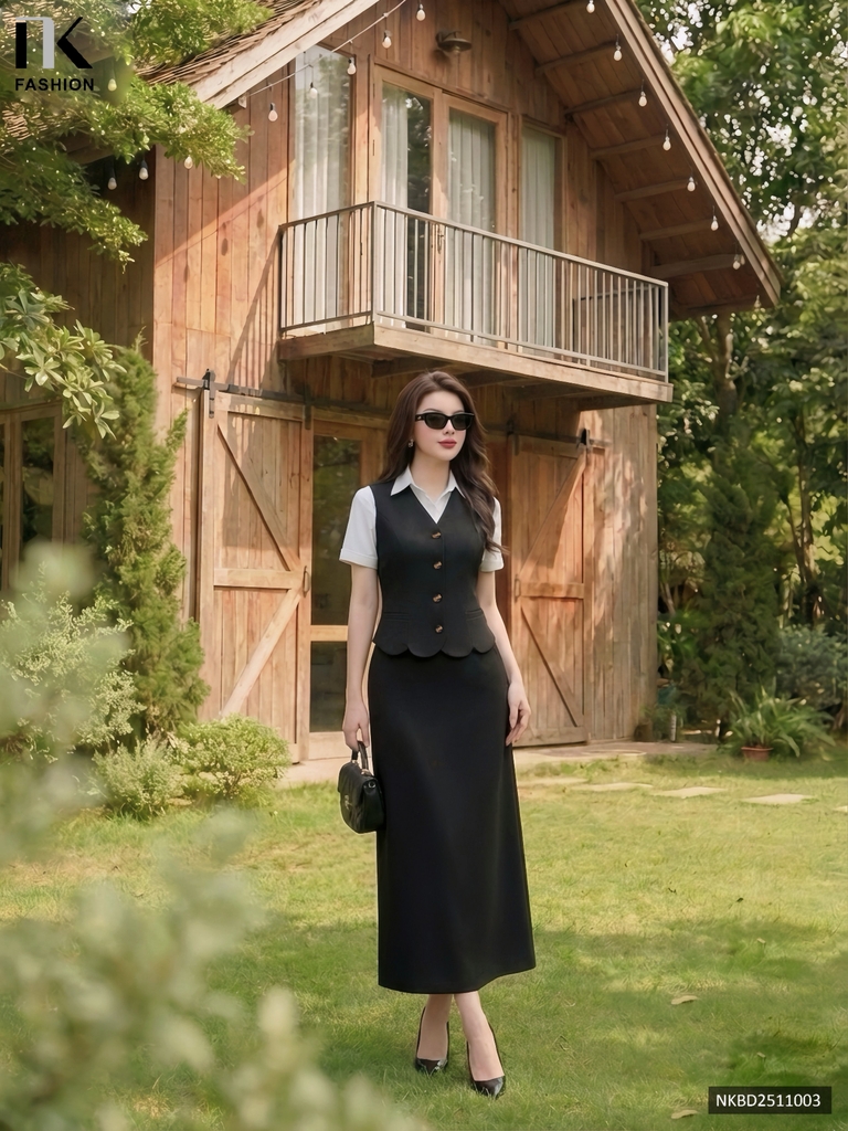 Set gile + chân váy a dài thanh lịch NKBD2511003