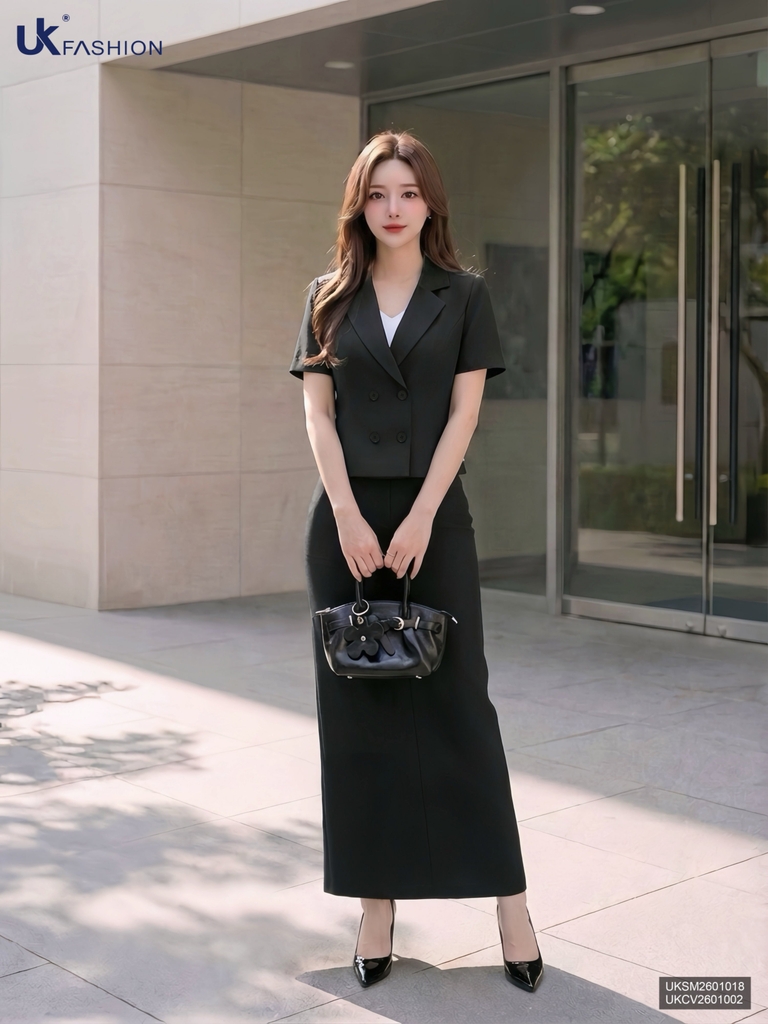 Chân váy bút chì moi cúc trẻ trung UKCV2601002