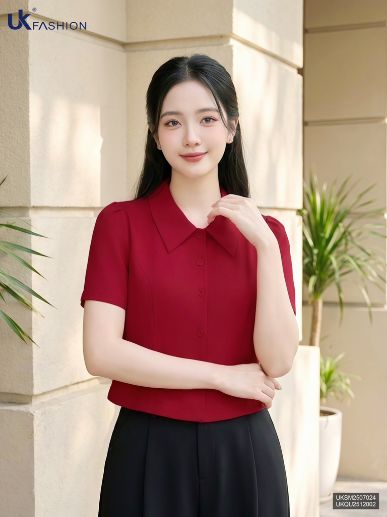 Sơ mi cổ sen ôm vừa gọn gàng UKSM2507024