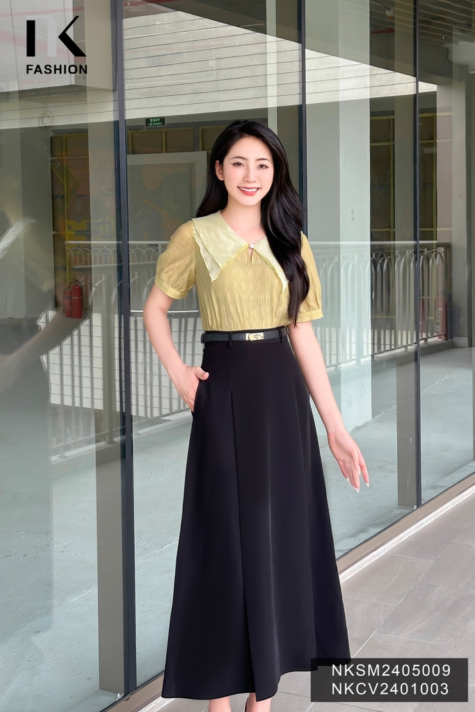 Áo Sơ Mi Tơ Cổ Sen Nhọn 2 Lớp NK Fashion Công Sở Nữ Thanh Lịch, Nữ Tính Vải Mềm Mịn NKSM2405009