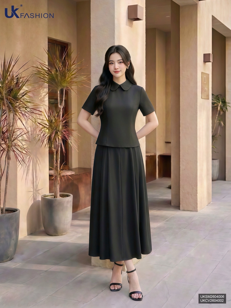 Chân váy Linen kiểu cách giả moi dễ set đồ UKCV2604002