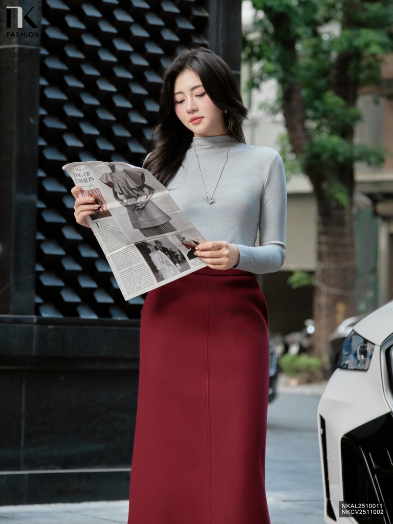 Chân váy dạ A dài kiểu cách mới, form đẹp NKCV2511002