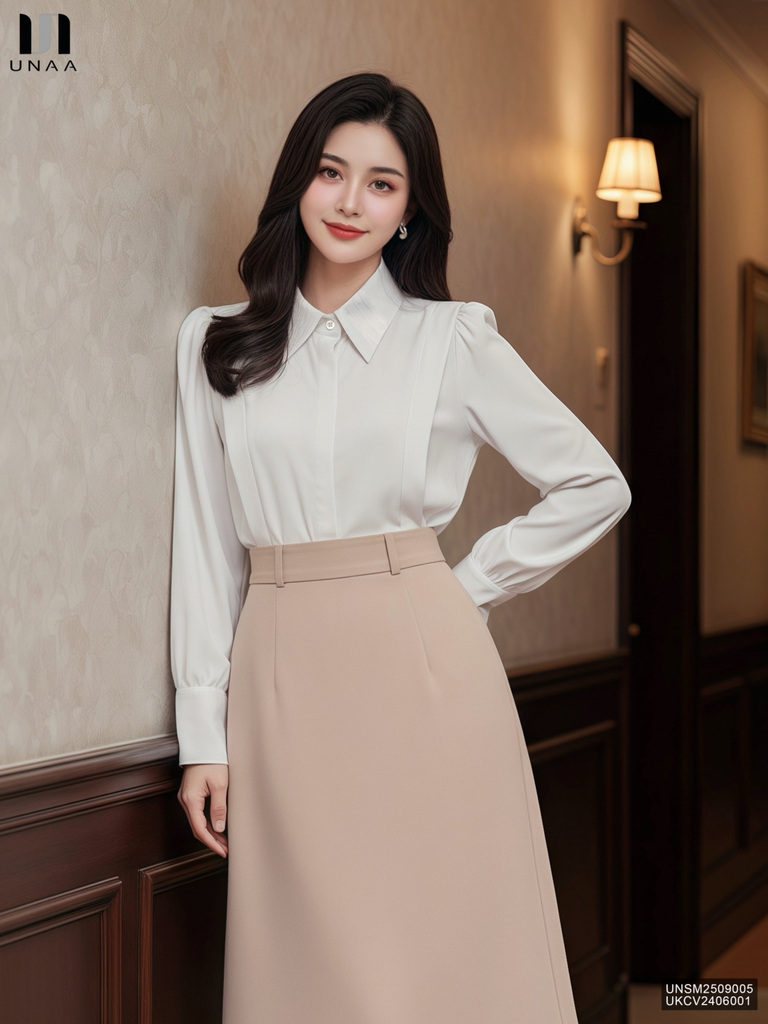 Sơ mi lụa mí vạt thân Unaa xinh xắn, dịu dàng, thanh lịch UNSM2509005