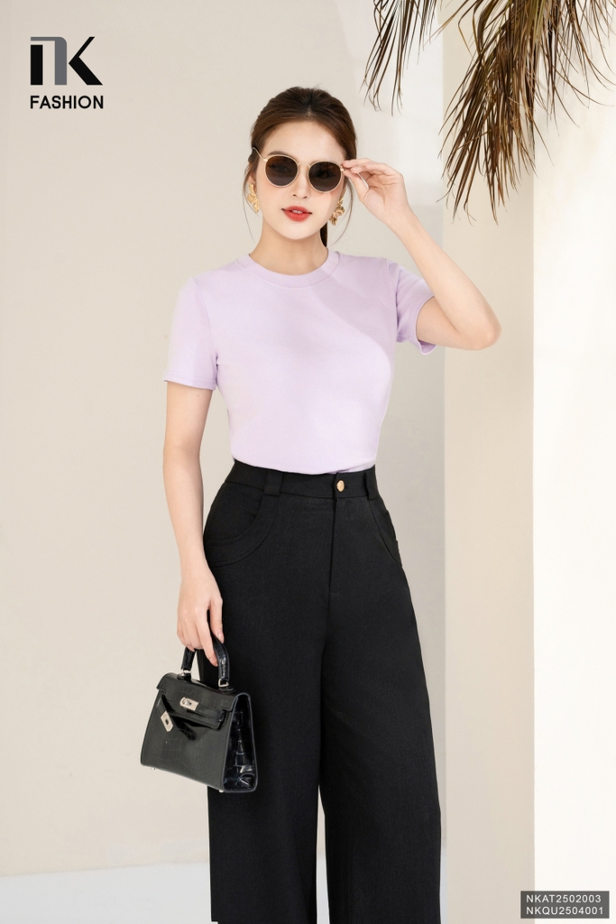 Áo Thun Cổ Tròn Croptop 25, Năng Động Vải Mềm Mịn NKAT2502005