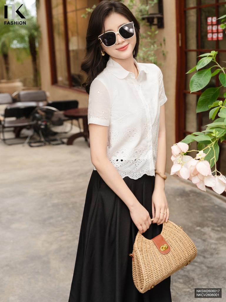 Sơ mi thô hoa cổ sen NKSM2606017 ( Áo rời không bao gồm QU/CV/PK )