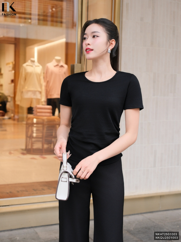 Áo thun nhún eo kiểu cách mới, trẻ trung, mới lạ NKAT2501003