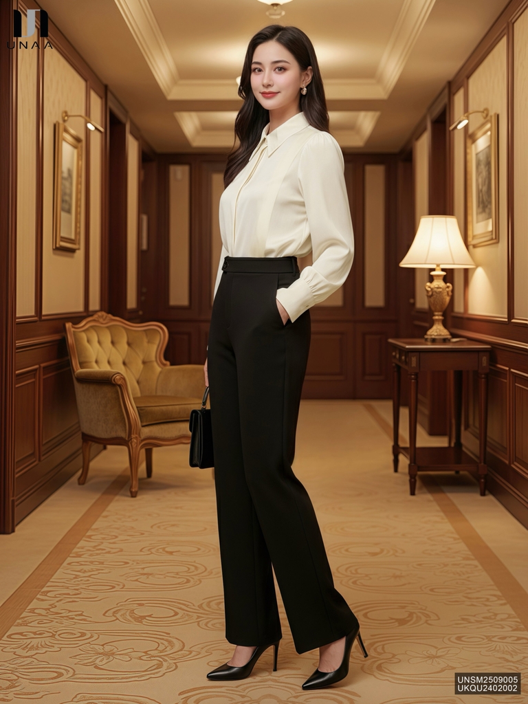 Sơ mi lụa mí vạt thân Unaa xinh xắn, dịu dàng, thanh lịch UNSM2509005