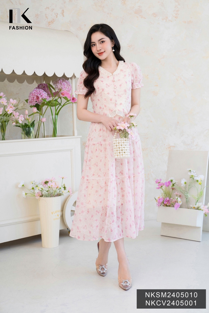 Áo Sơ Mi Tơ Ép Bèo Cổ Gấu NK Công Sở Nữ Thanh Lịch Nữ Tính Vải Mềm Mịn NKSM2405010