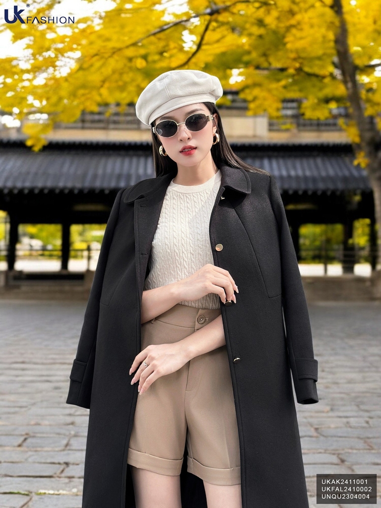 Áo Khoác Dạ Cổ Sen Dáng Dài NK Fashion Công Sở Nữ Sang Trọng, Thanh Lịch Vải Mềm Mịn UKAK2411001