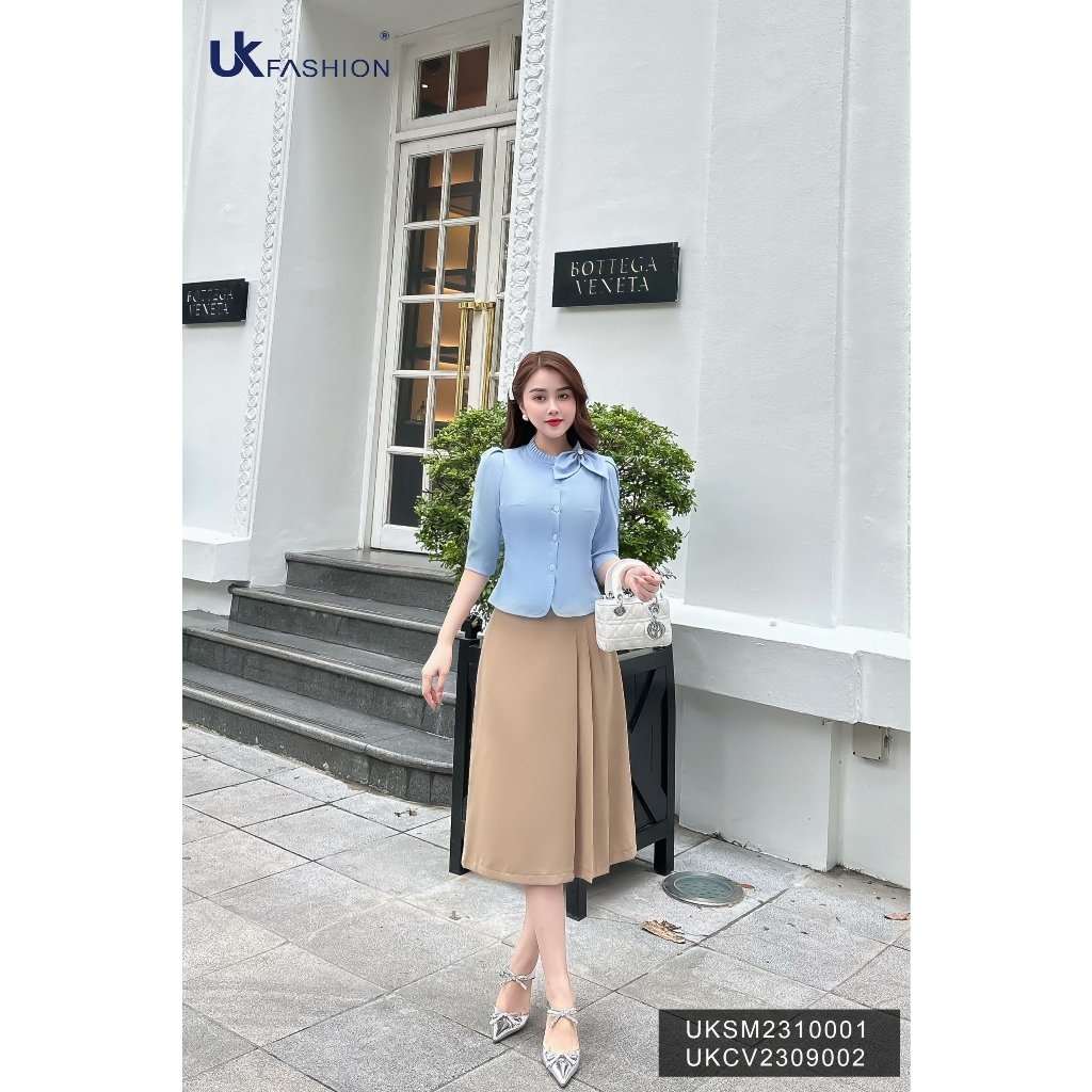 Chân Váy A Xếp Cá Sườn Dáng Dài UKCV2309002 Thương Hiệu NK Fashion Công Sở Nữ Sang Trọng, Trẻ Trung, Thanh Lịch