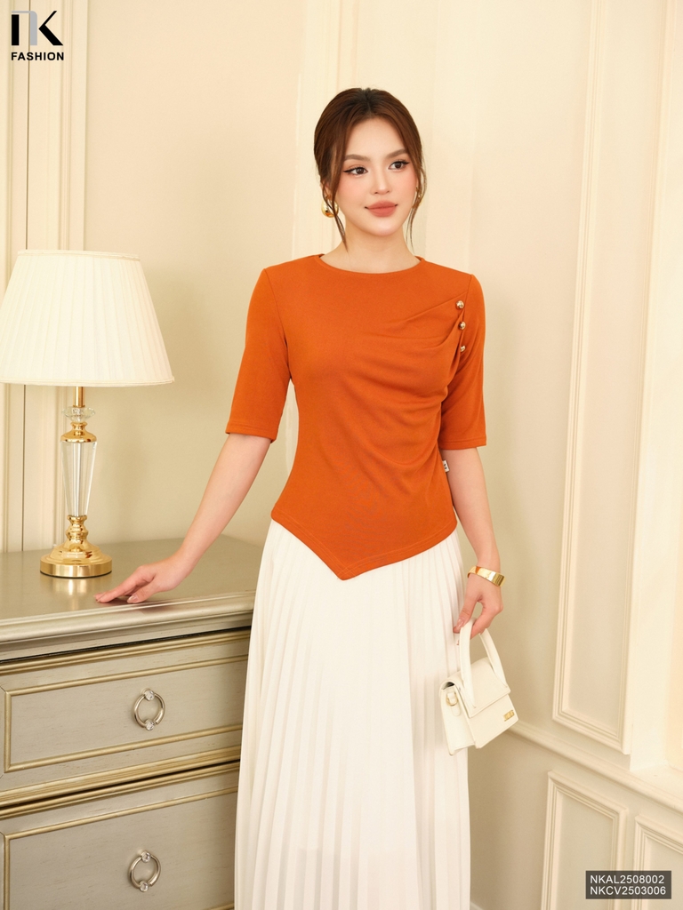 Áo len tay lỡ 3 cúc cách điệu xinh NKAL2508002