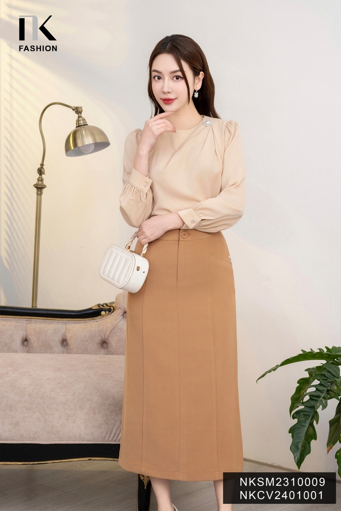 NK FASHION Áo Sơ Mi Xếp Sườn Luxury, Sang Chảnh NKSM2310009