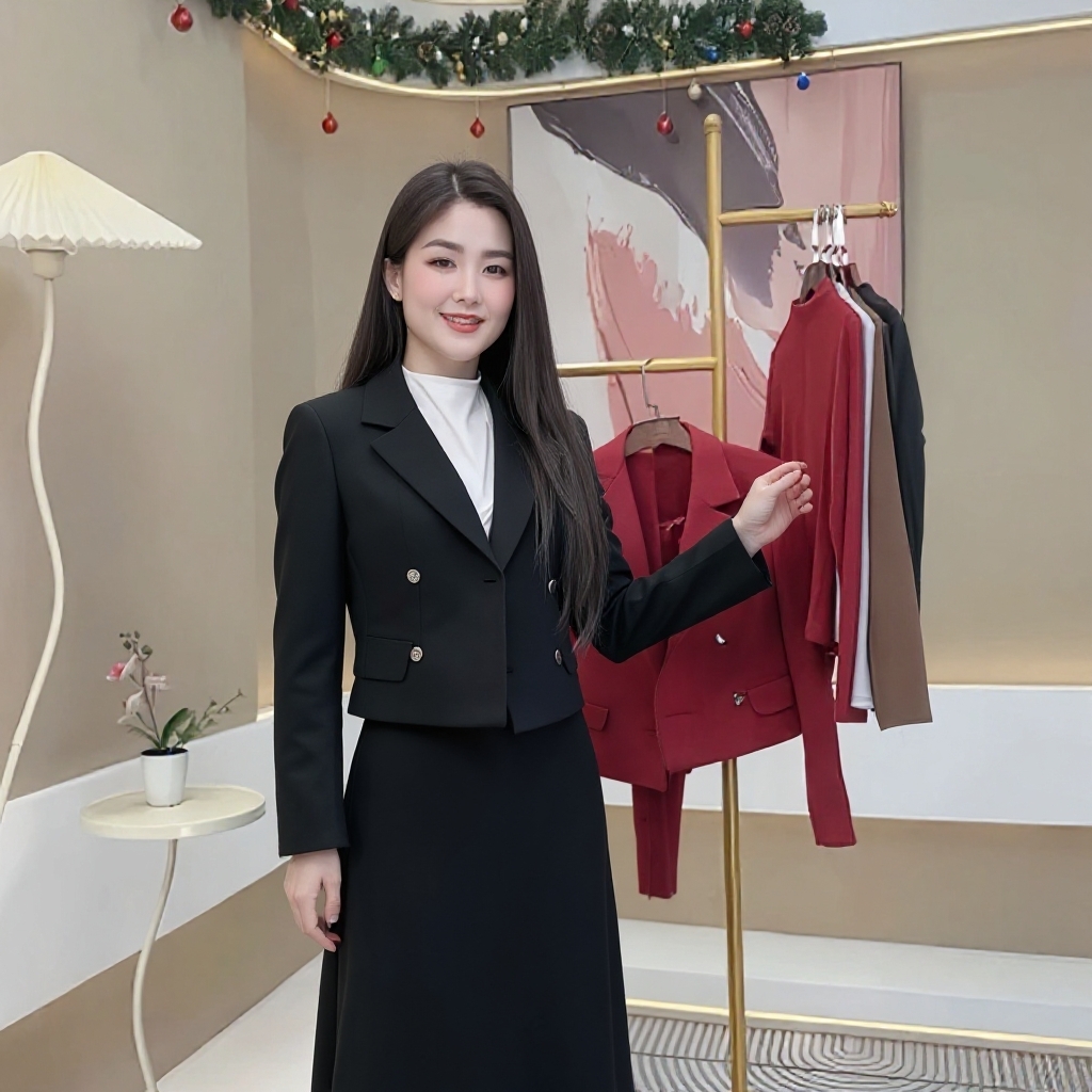 Áo khoác dạ cổ vẻ giao cúc đẹp mà ấm áp NKAK2511008