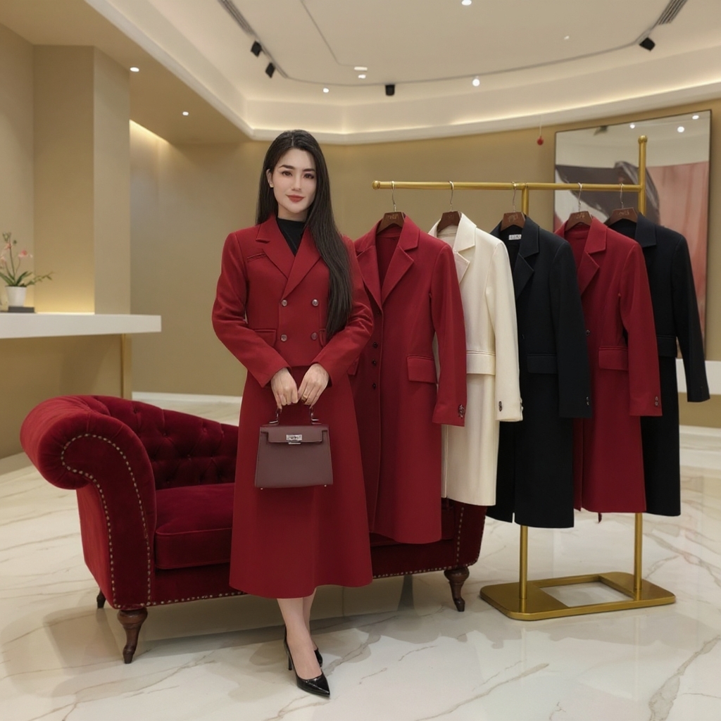 Áo khoác dạ cổ vẻ giao cúc đẹp mà ấm áp NKAK2511008