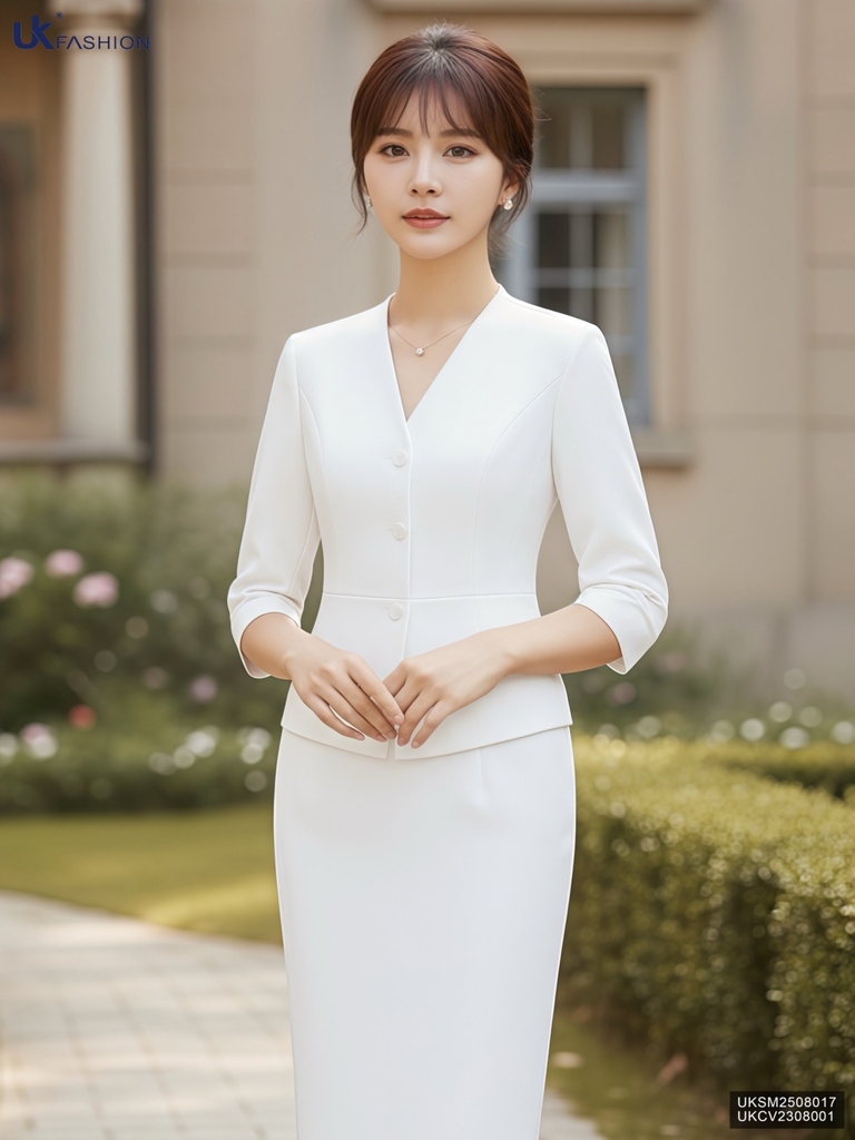 Kí giả cổ neo peplum sang chảnh UKSM2508017