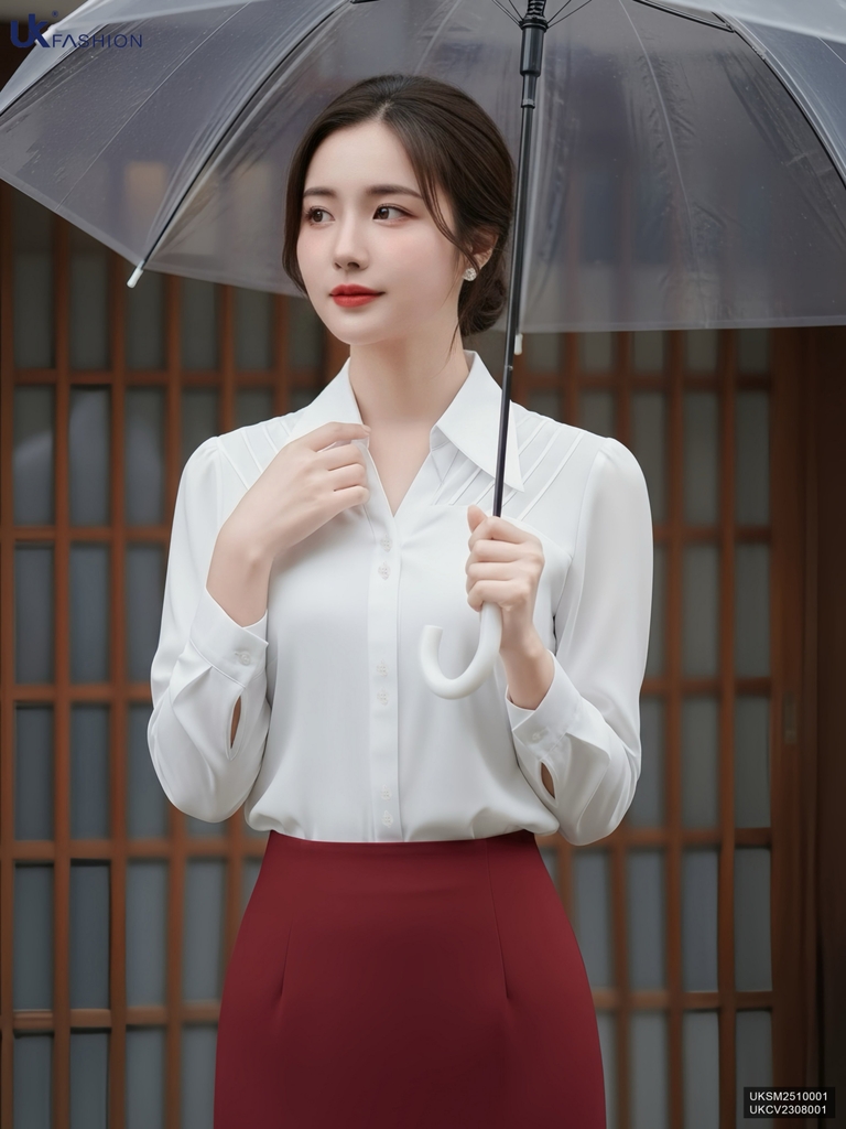 Sơ mi mí dọc vai cơ bản, lịch sự UKSM2510001