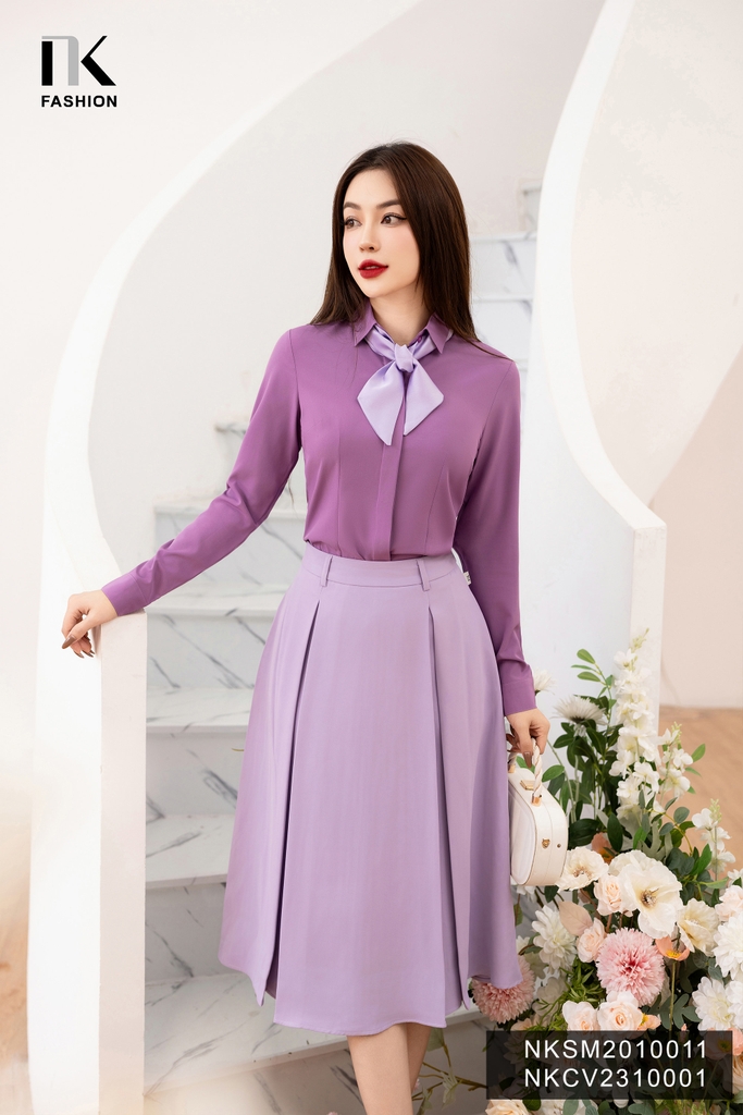 Áo Sơ Mi Dài Tay Cổ Đức Nẹp Dấu Khuy cơ bản phù hợp nhiều kiểu dáng NKSM2010011 ( Ko kèm QU/CV/PK)