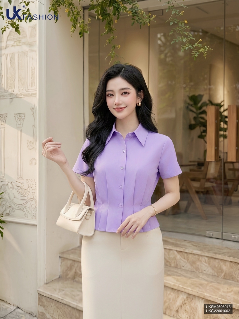 Sơ mi cổ đức 3 ly kép UKSM2606013 ( Áo rời ko kèm CV/QU/PK)