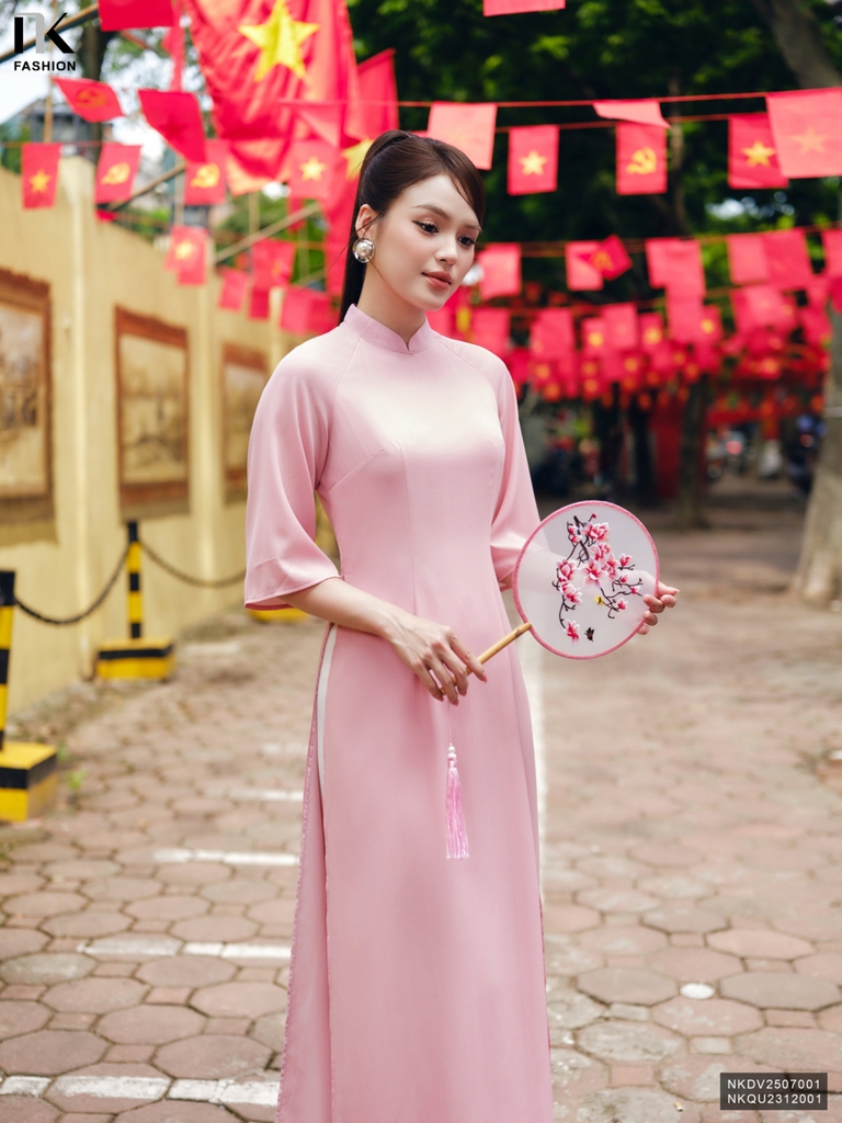 Áo dài 2 tà tơ ánh kim xinh điệu NKDV2507001 ( ko kèm quần + PK)