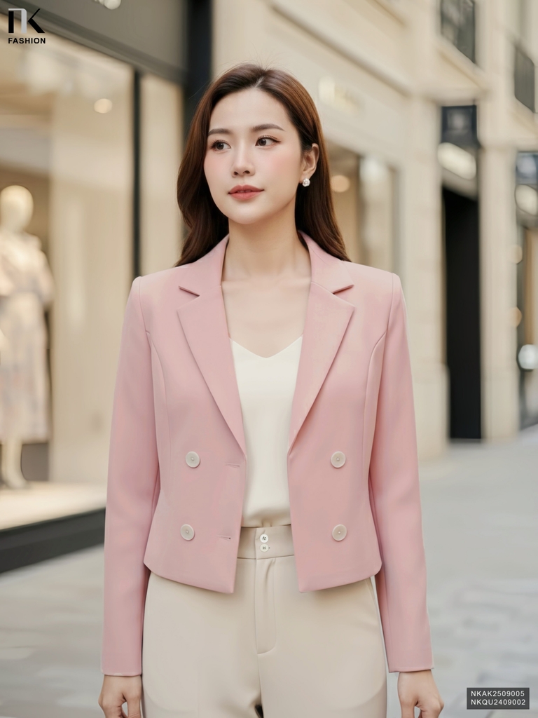 Vest 2 lớp 4 cúc croptop thanh lịch, gọn gàng NKAK2509005