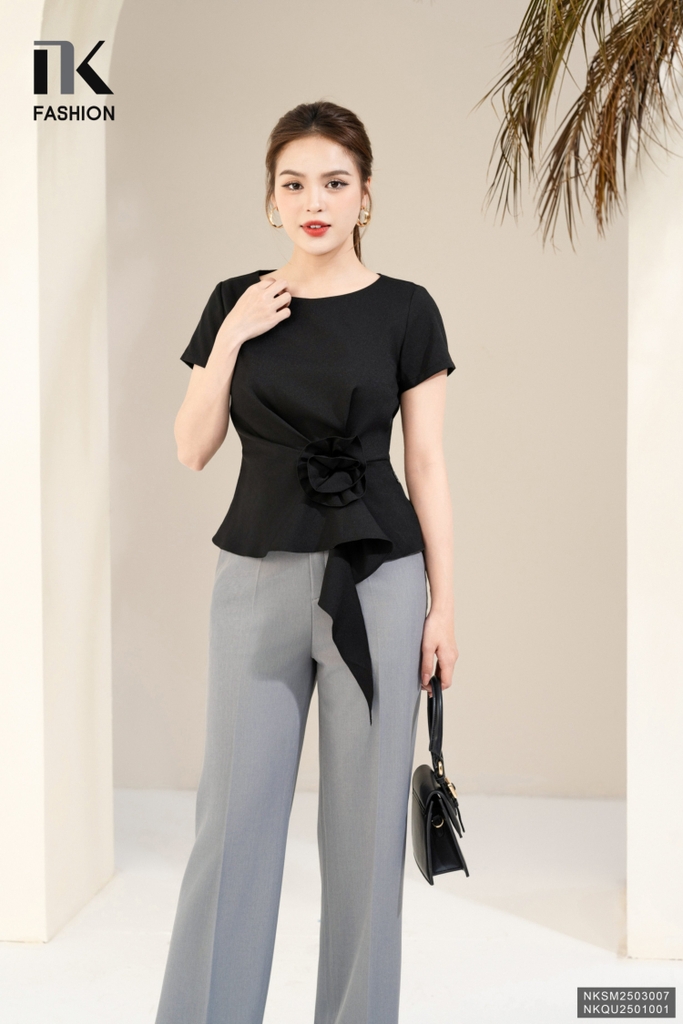 Sơ mi xếp hoa eo sang đẹp, xịn NKSM2503007