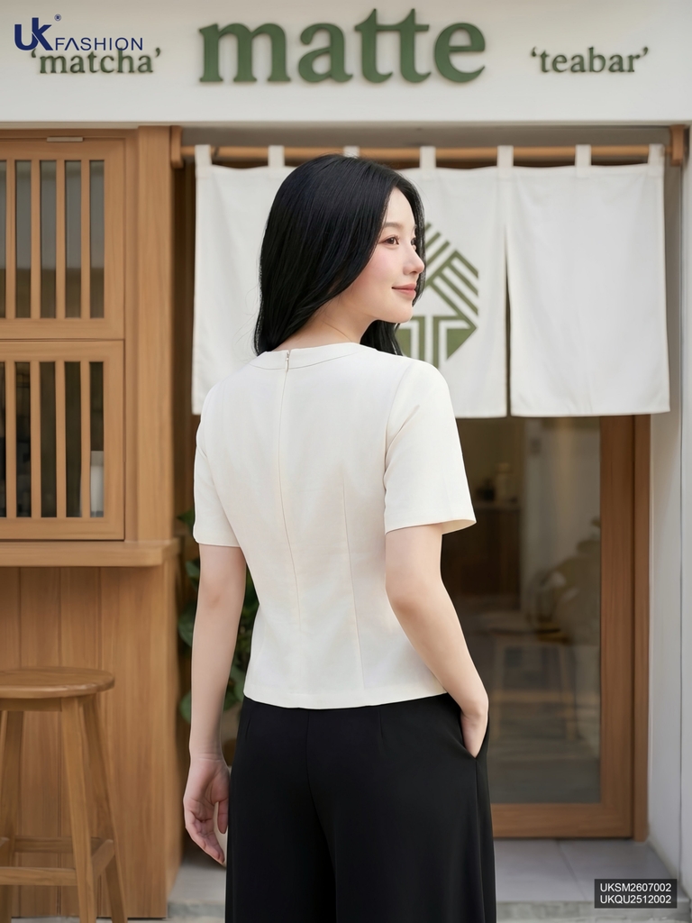 Sơ mi cổ tròn mí dọc UKSM2607002 ( Áo rời không kèm CV/QU/PK )