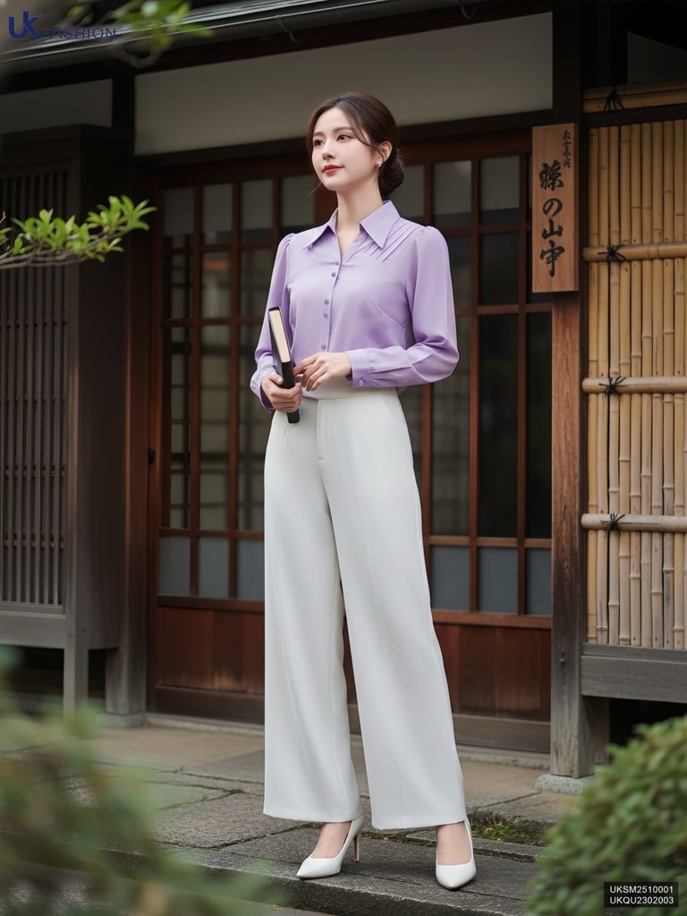 Sơ mi mí dọc vai cơ bản, lịch sự UKSM2510001