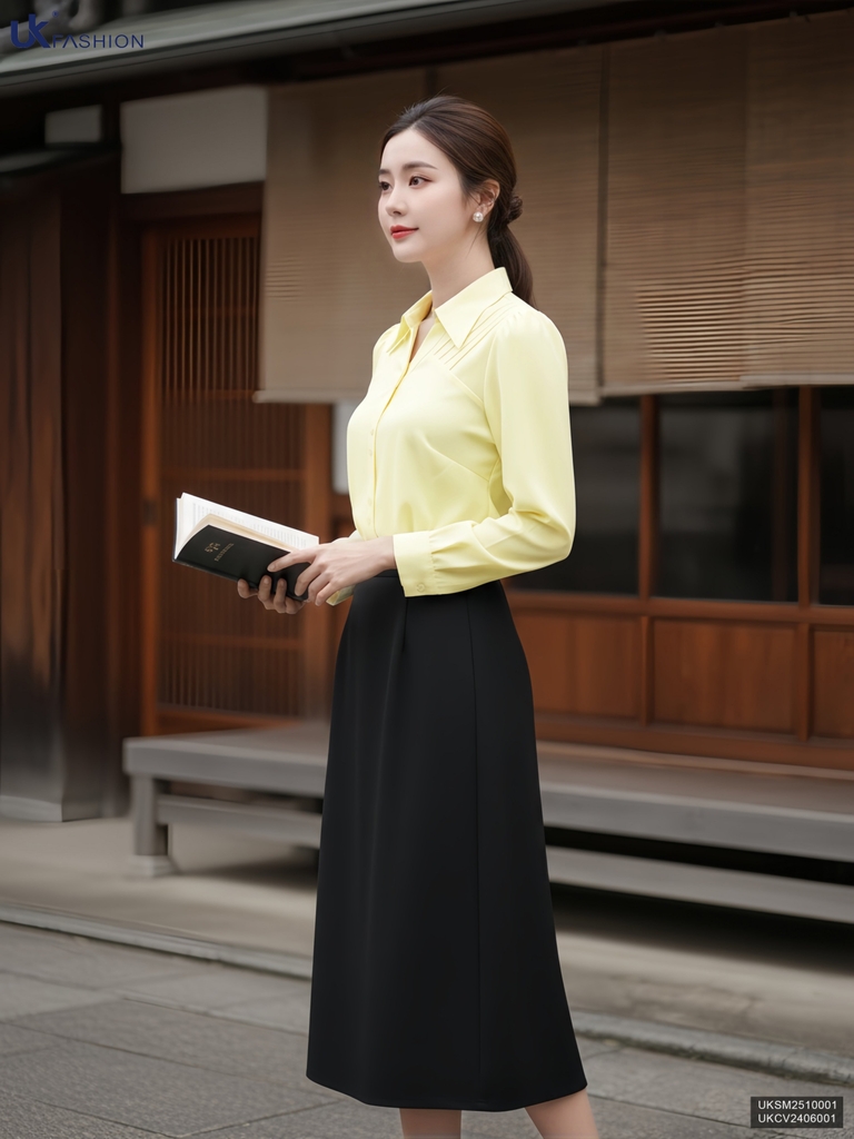 Sơ mi mí dọc vai cơ bản, lịch sự UKSM2510001
