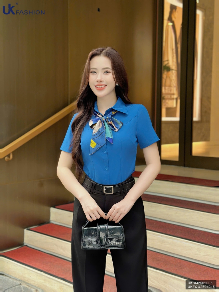 Sơ mi cổ đức can chéo ngực dễ mặc, nhiều màu sắc UKSM2502005