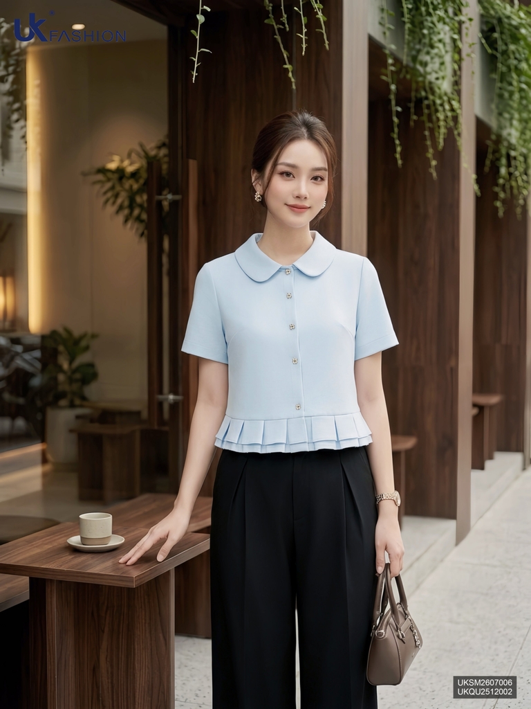 Sơ mi ly súp bèo gấu UKSM2607006 ( Áo rời không kèm CV/QU/PK)