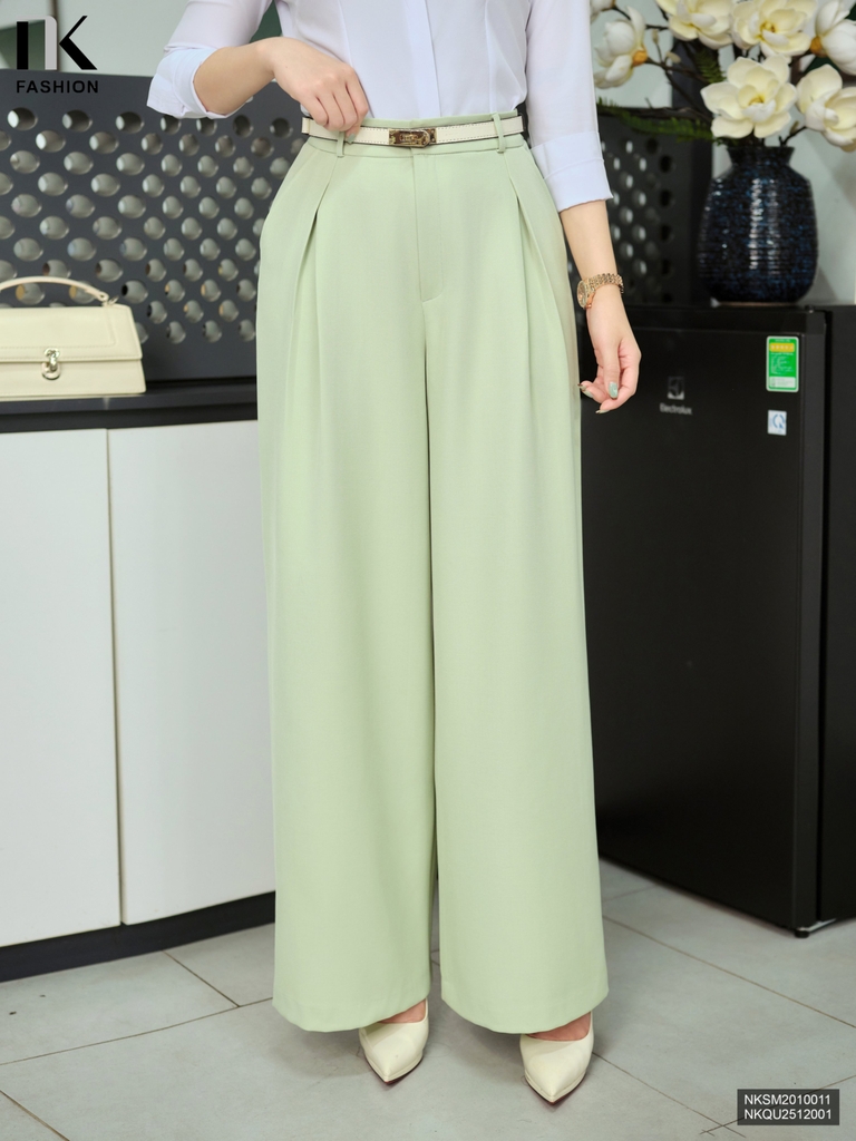 Quần ống rộng xếp ly Nk thoải mái, sang xịn, dễ mặc NKQU2512001