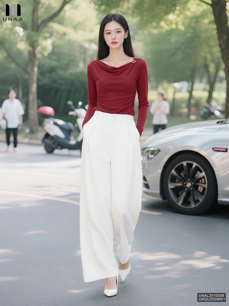 Áo len nhún lệch cực trẻ trung và dễ mặc UNAL2510008