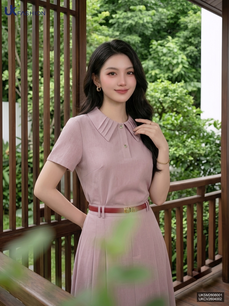 Sơ mi mí lá cổ croptop UKSM2606001 ( Áo rời ko kèm CV/QU/PK)